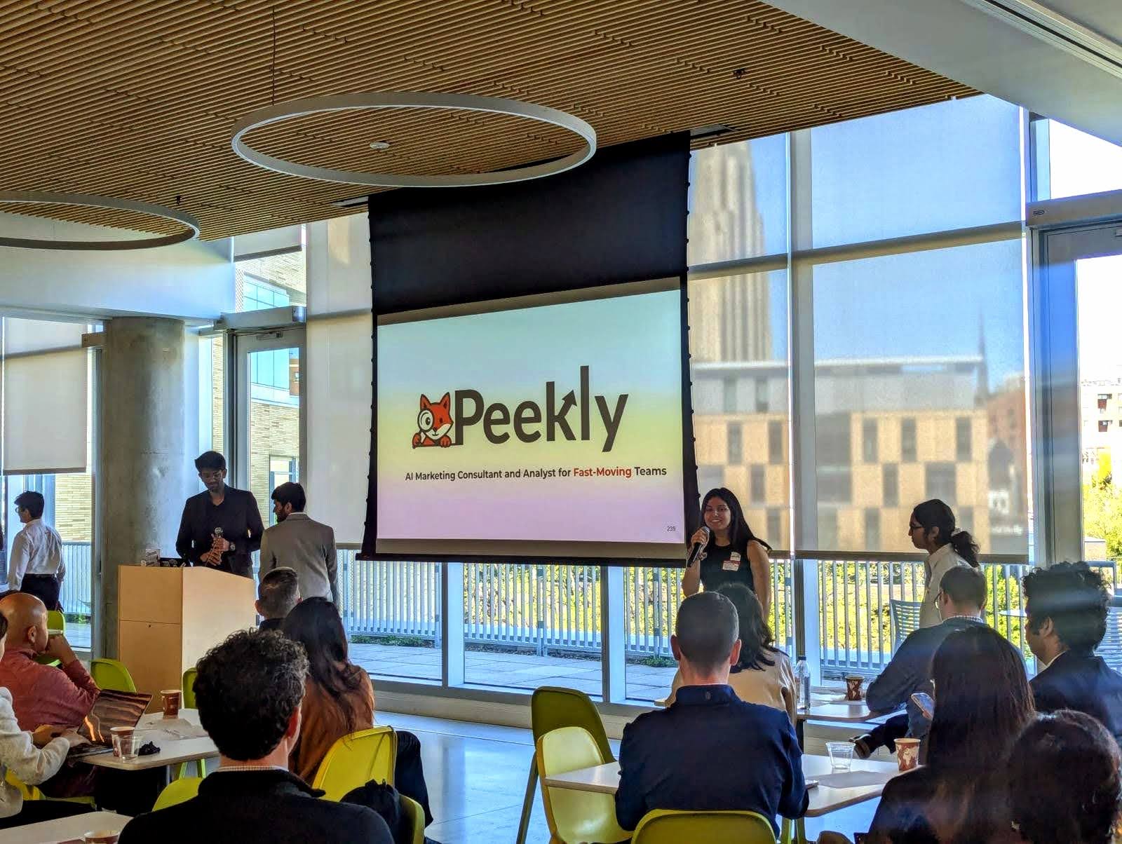 Shubham pitching Peekly at Tepper AI Venture Studio