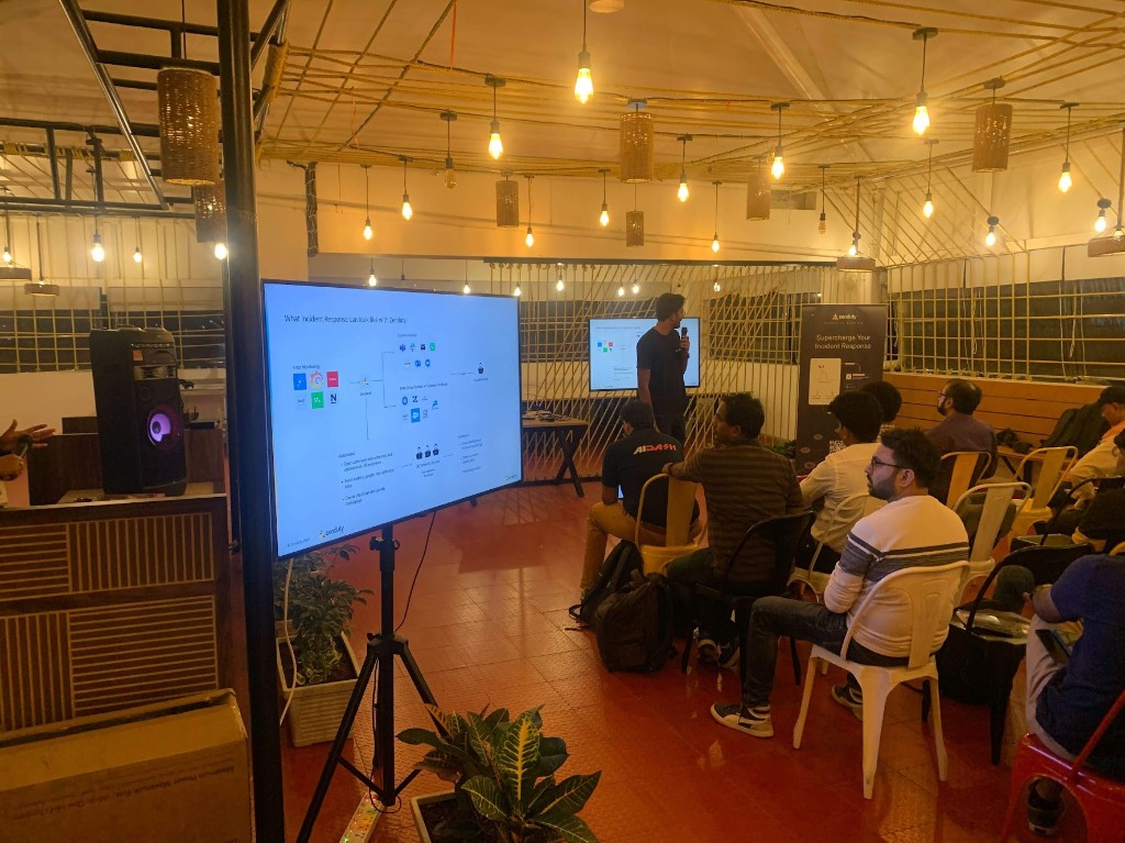 On stage at a Zenduty SRE meetup